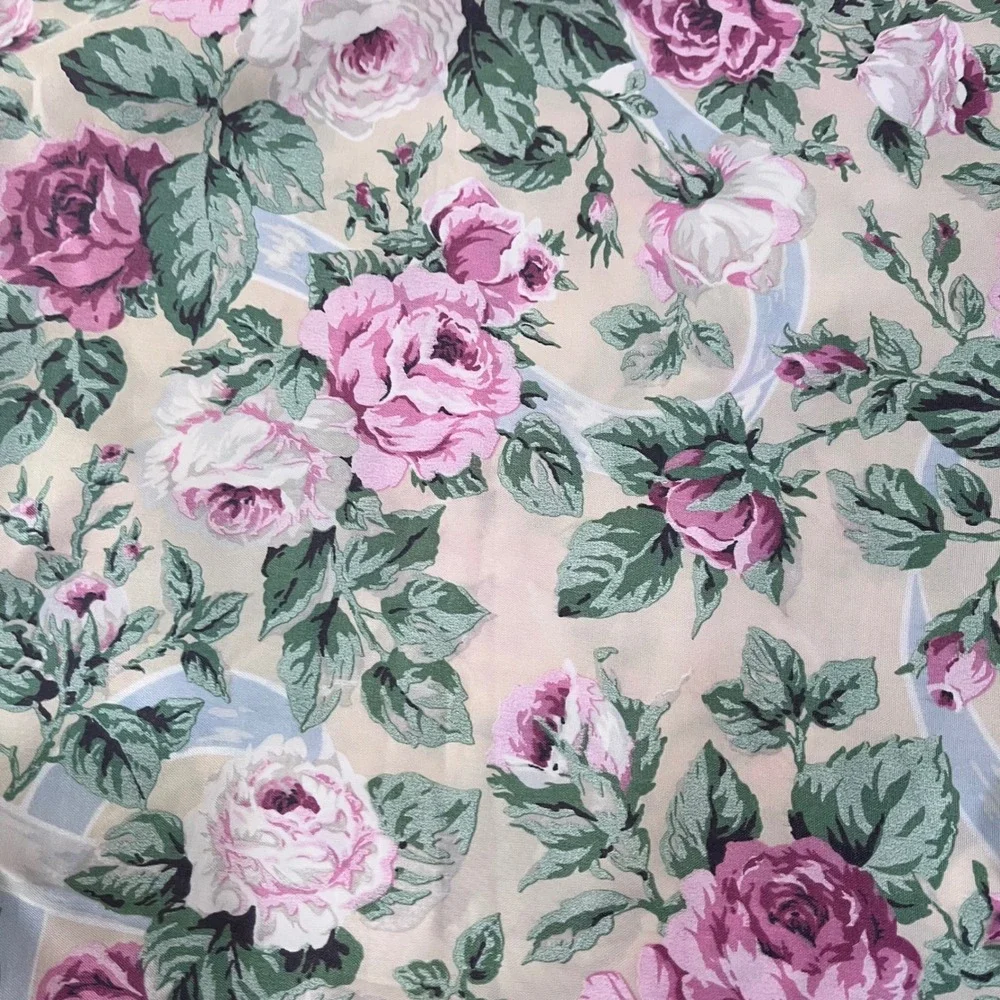 Vtg Excell Pink Rose Floral Lace Blouson Valance‎ Shower Curtain Cottagecore